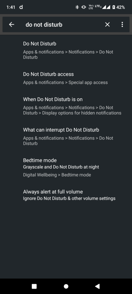 do not disturb settings